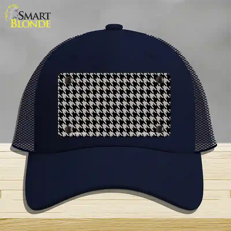 Grey Black Houndstooth Novelty License Plate Hat Mesh / Navy