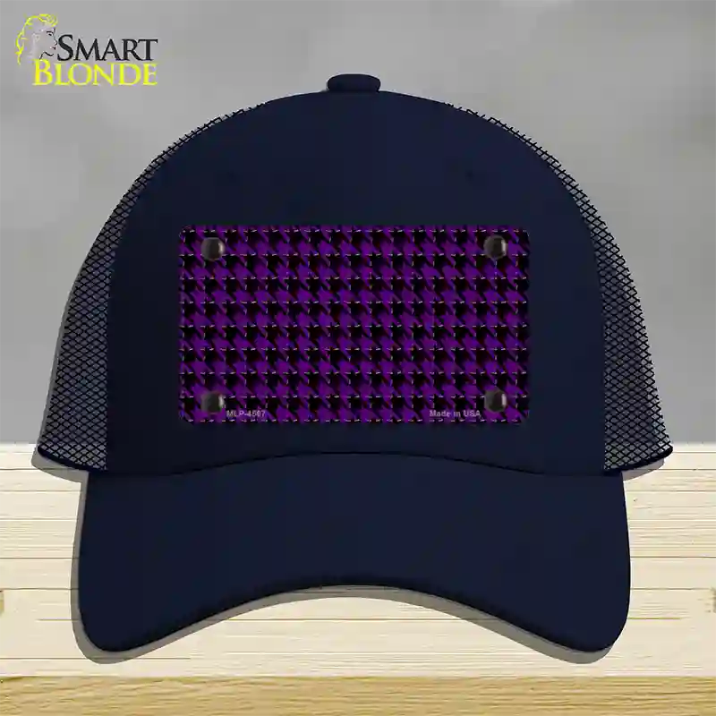 Purple Black Houndstooth Novelty License Plate Hat Mesh / Navy