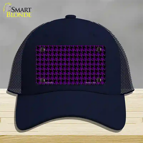 Purple Black Houndstooth Novelty License Plate Hat Mesh / Navy