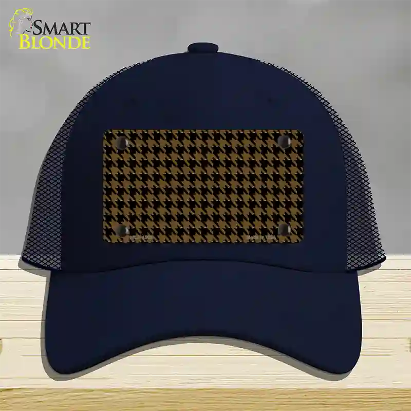 Brown Black Houndstooth Novelty License Plate Hat Mesh / Navy