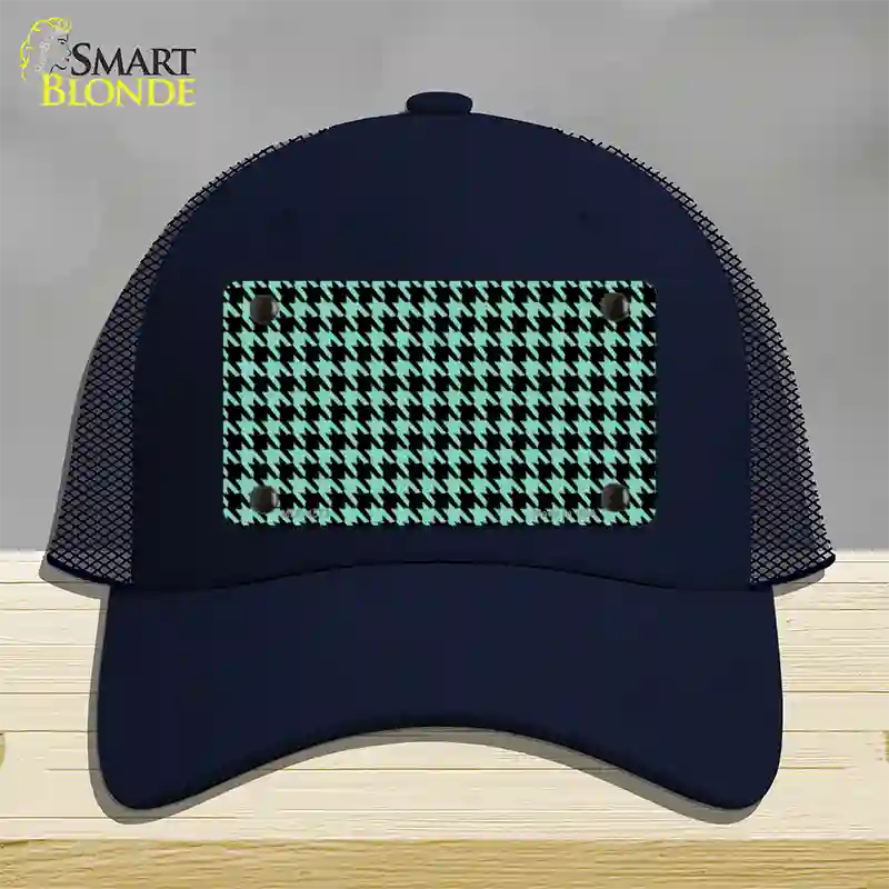 Mint Black Houndstooth Novelty License Plate Hat Mesh / Navy