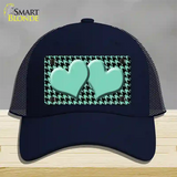 Mint Black Houndstooth Mint Center Hearts Novelty License Plate Hat Mesh / Navy