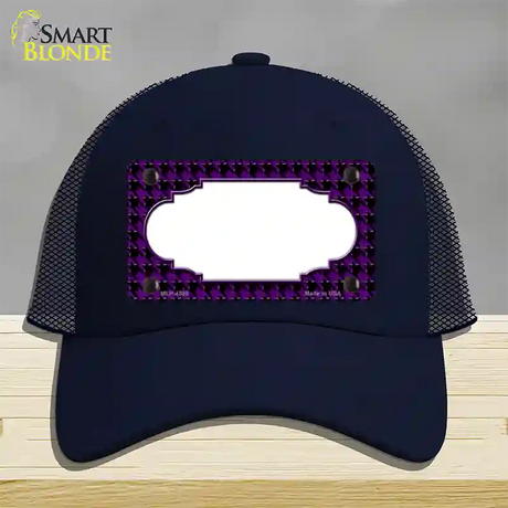 Purple Black Houndstooth Scallop Center Novelty License Plate Hat Mesh / Navy