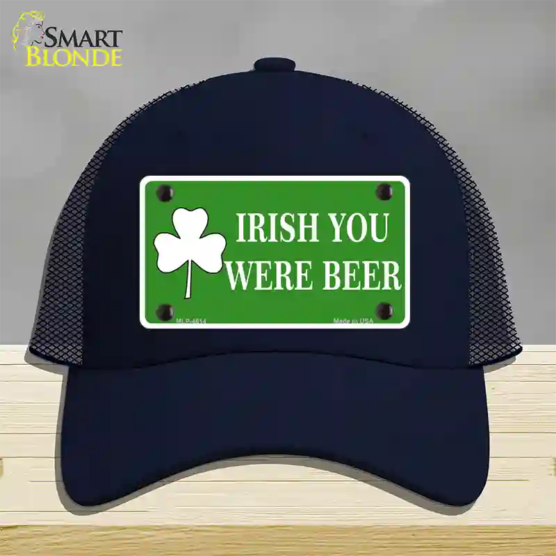 Irish You Were Beer Novelty License Plate Hat Mesh / Navy