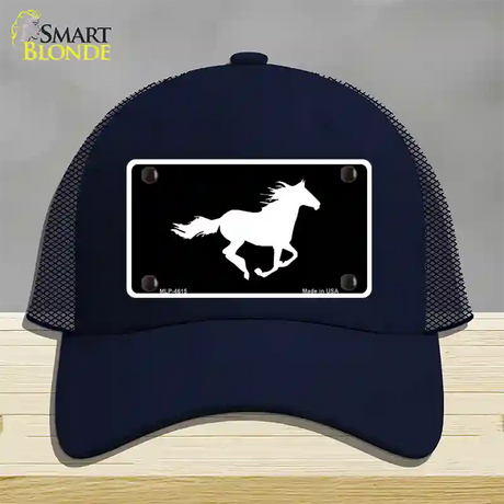 Running Horse Novelty License Plate Hat Mesh / Navy