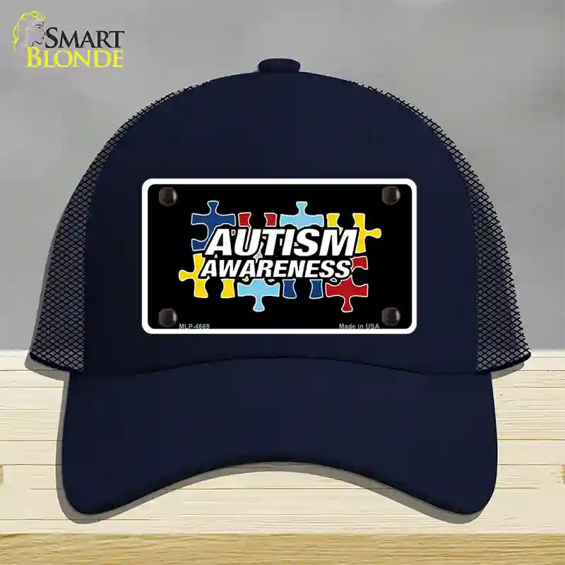 Autism Awareness Novelty License Plate Hat Sign Mesh / Navy