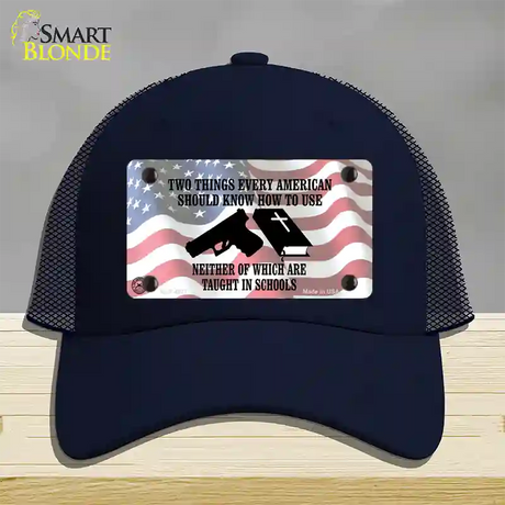 Every American Should Know Novelty License Plate Hat Mesh / Navy