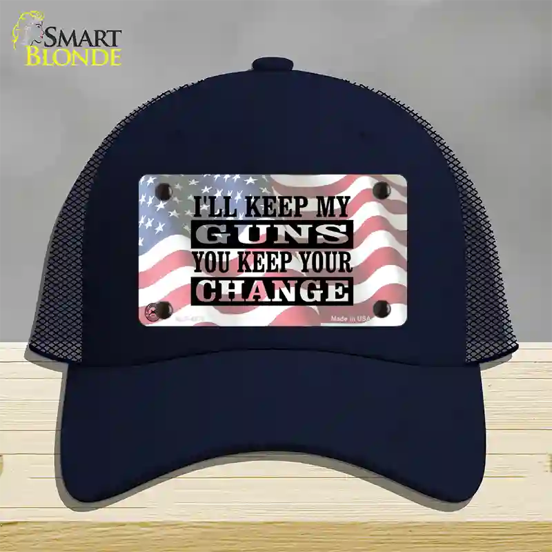 Ill Keep My Guns Novelty License Plate Hat Mesh / Navy