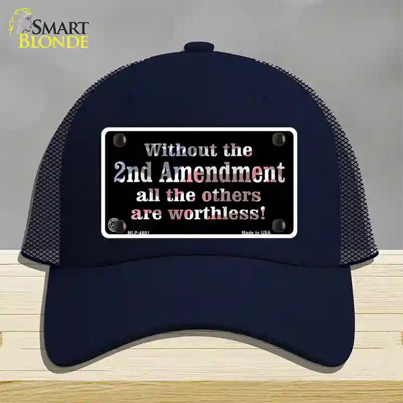 Without 2nd Amendment Novelty License Plate Hat Mesh / Navy