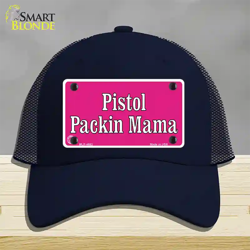 Pistol Packin Mama Novelty License Plate Hat Mesh / Navy