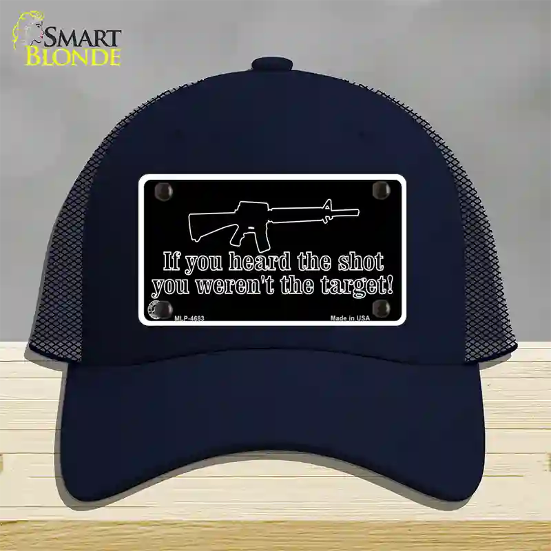 Heard The Shot Novelty License Plate Hat Mesh / Navy