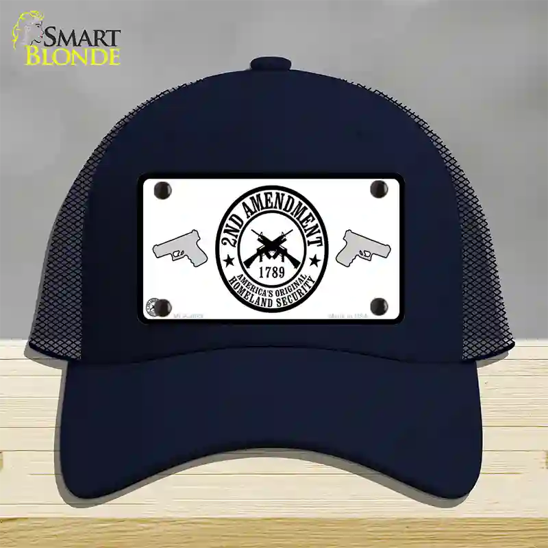 2nd Amendment Novelty License Plate Hat Mesh / Navy