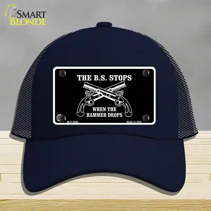 The BS Stops Novelty License Plate Hat Mesh / Navy