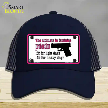 Feminine Protection Novelty License Plate Hat Mesh / Navy