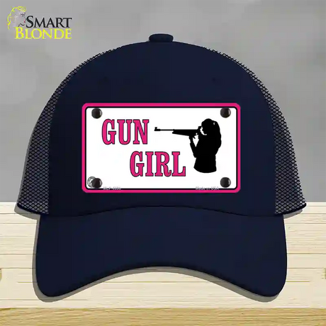 Gun Girl Novelty License Plate Hat Mesh / Navy