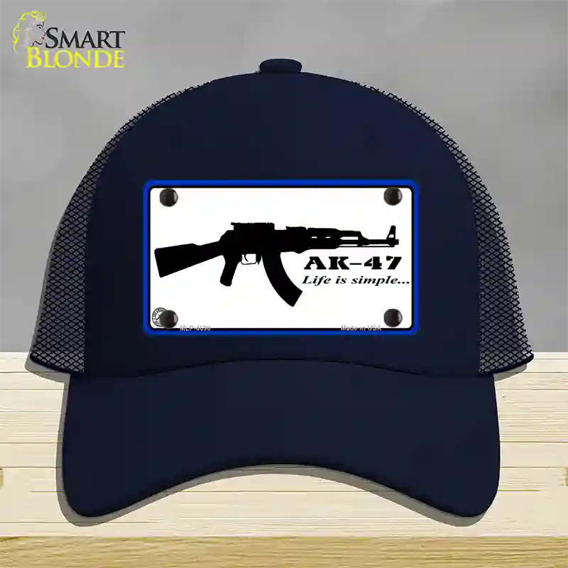 Life Is Simple Novelty License Plate Hat Mesh / Navy