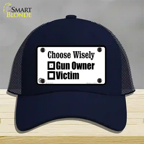 Choose Wisely Novelty License Plate Hat Mesh / Navy