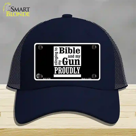 My Bible And My Gun Novelty License Plate Hat Mesh / Navy