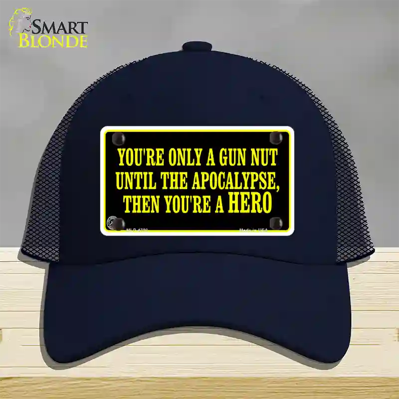 Gun Nut Novelty License Plate Hat Mesh / Navy