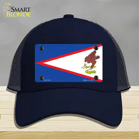 American Samoa Flag Novelty License Plate Hat Mesh / Navy