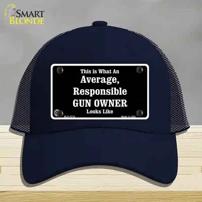 Average Gun Owner Novelty License Plate Hat Mesh / Navy