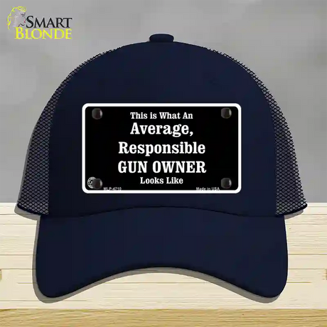 Average Gun Owner Novelty License Plate Hat Mesh / Navy