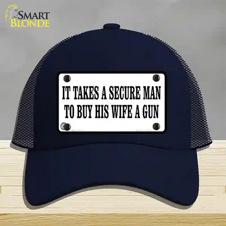 It Takes A Secure Man Novelty License Plate Hat Mesh / Navy