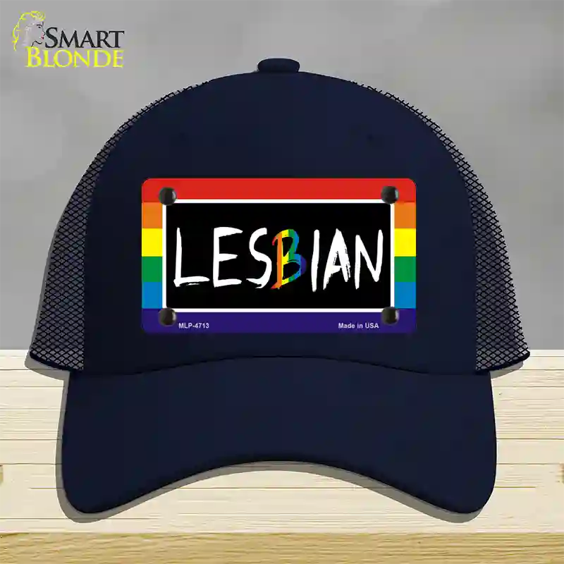 Lesbian Novelty License Plate Hat Mesh / Navy