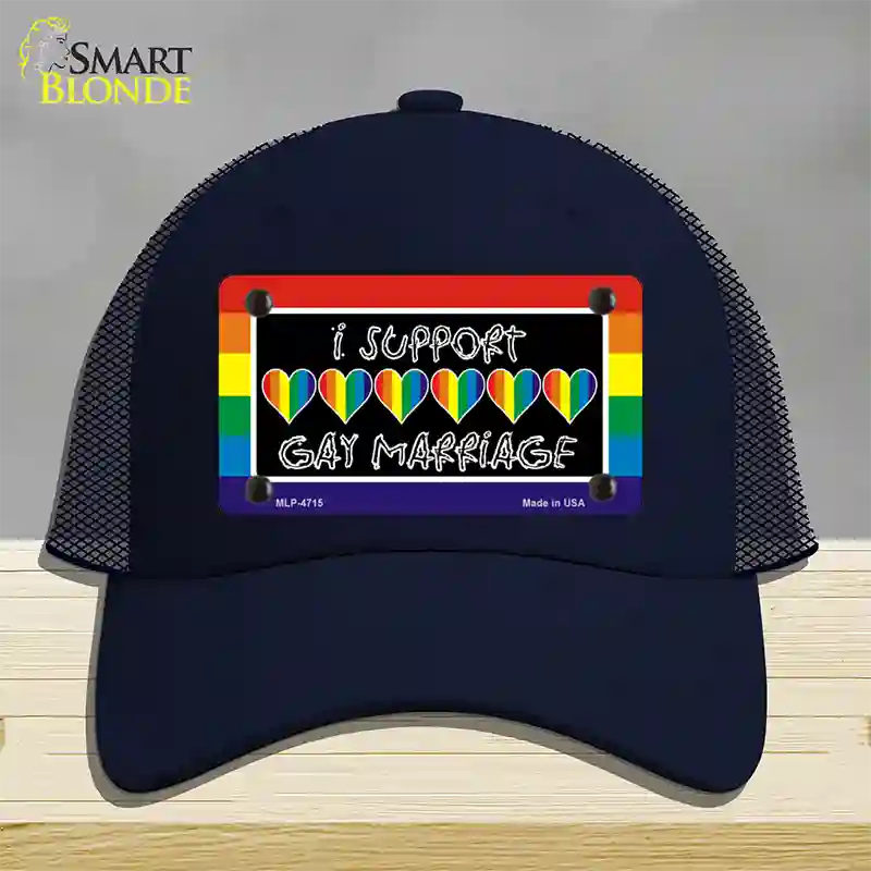 Support Gay Marriage Novelty License Plate Hat Mesh / Navy