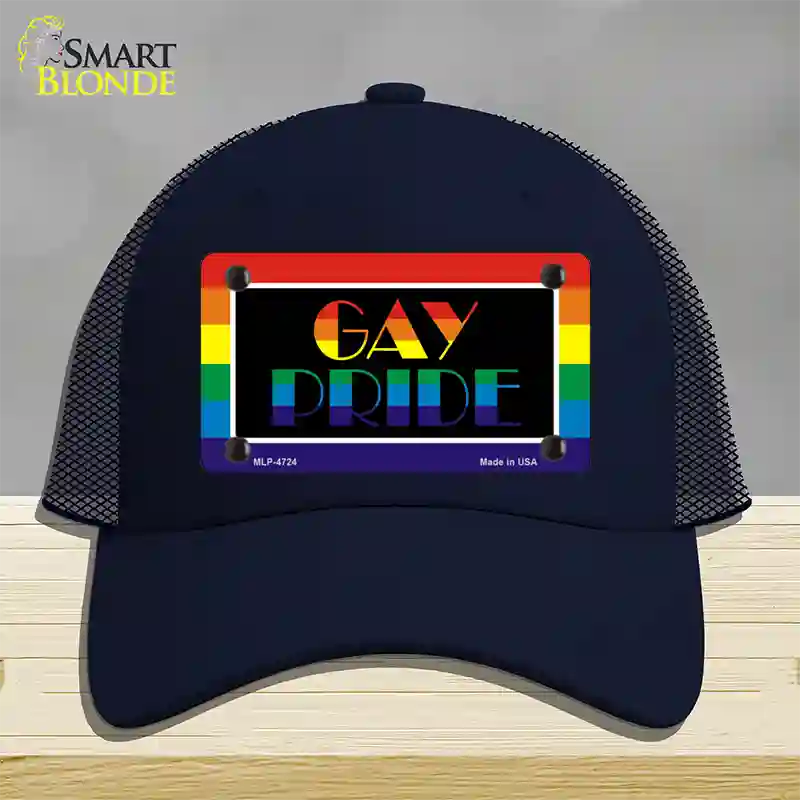Gay Pride Novelty License Plate Hat Mesh / Navy