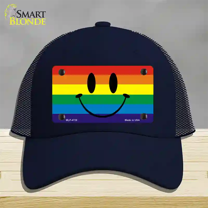 Smiley Face Novelty License Plate Hat Mesh / Navy