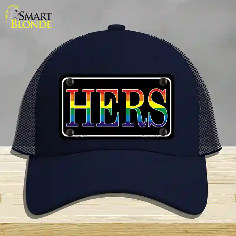 Hers Rainbow Novelty License Plate Hat Mesh / Navy