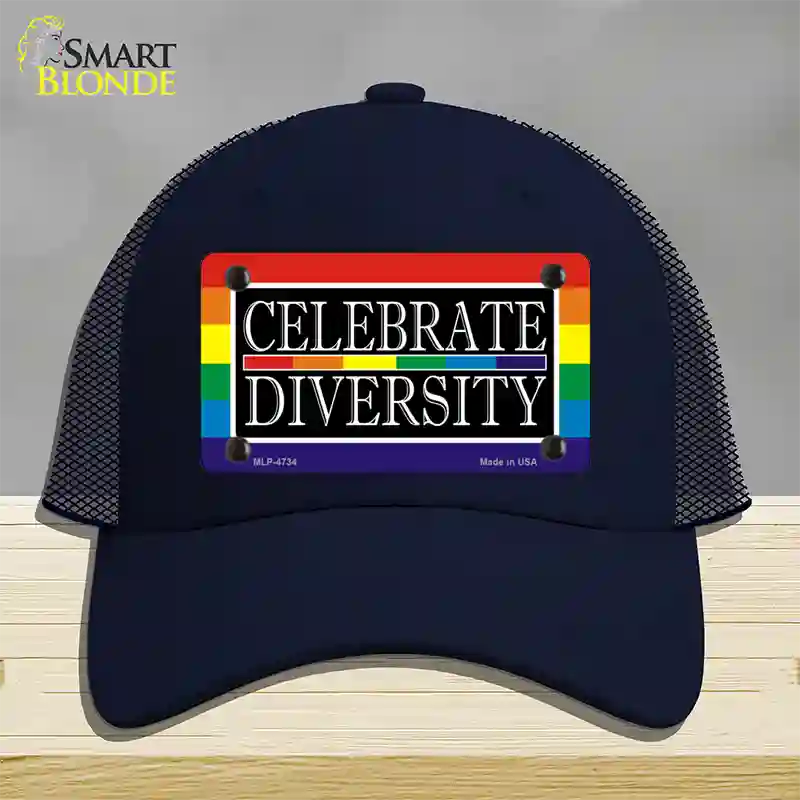 Celebrate Diversity Novelty License Plate Hat Mesh / Navy