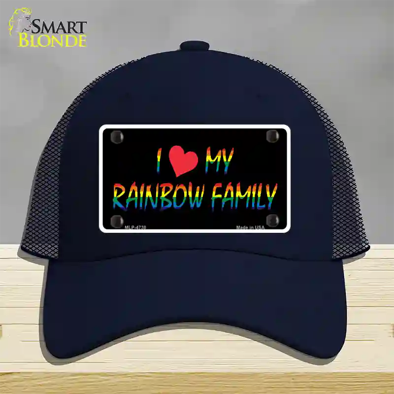 I Love My Rainbow Family Novelty License Plate Hat Mesh / Navy