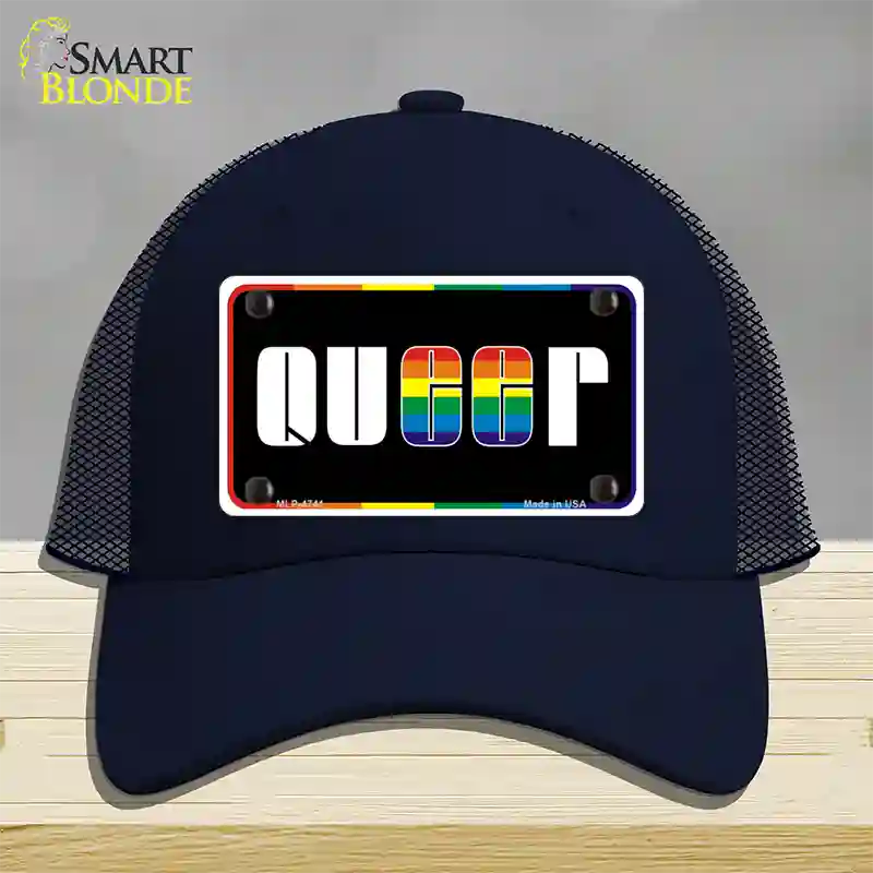 Queer Novelty License Plate Hat Mesh / Navy