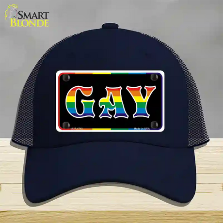 Gay Novelty License Plate Hat Mesh / Navy