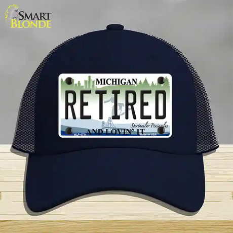 Retired Michigan State Novelty License Plate Hat Mesh / Navy