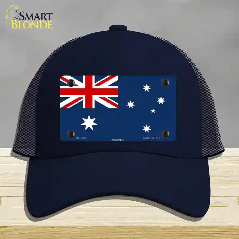 Australia Flag Novelty License Plate Hat Mesh / Navy