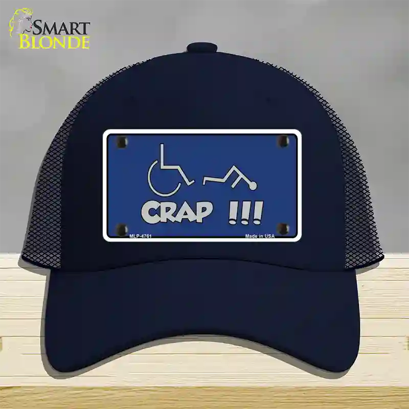 Handicap Crap Logo Novelty License Plate Hat Mesh / Navy