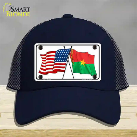 United States Burkina Faso Crossed Flags Novelty License Plate Hat Sign Mesh / Navy