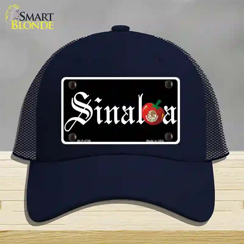 Sinaloa Black Novelty License Plate Hat Mesh / Navy