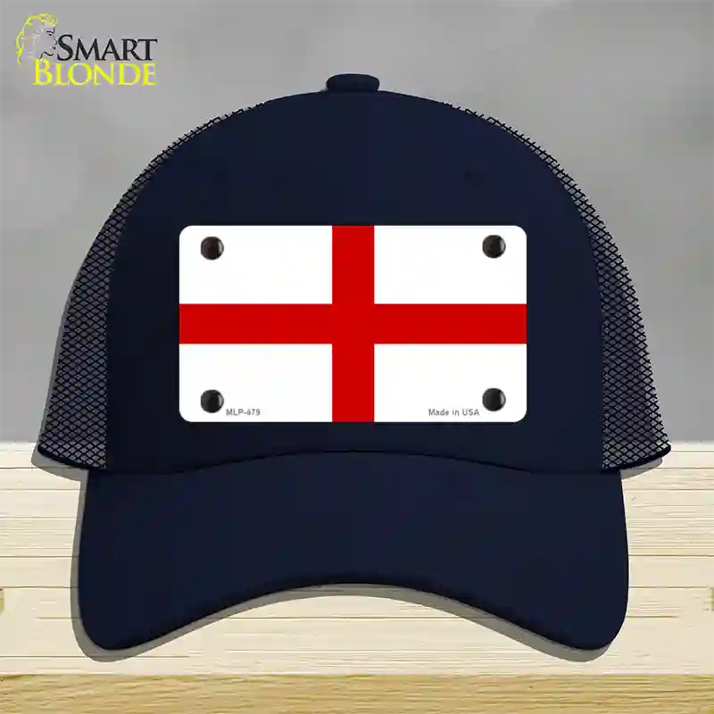 England Flag Novelty License Plate Hat Mesh / Navy