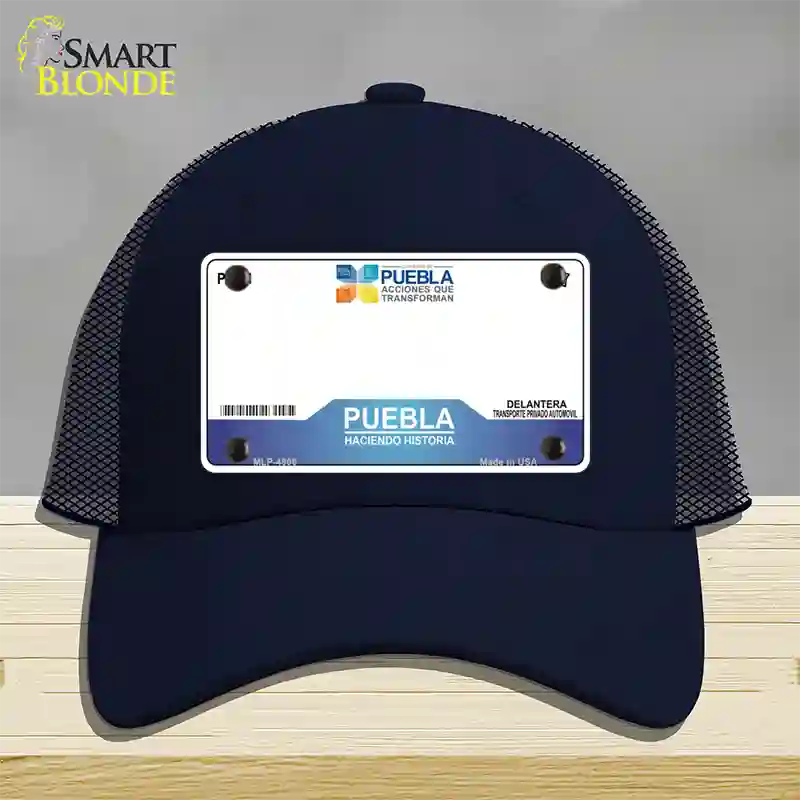 Puebla Mexico Novelty License Plate Hat Mesh / Navy