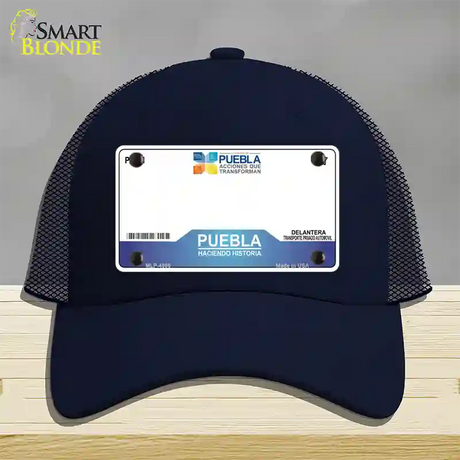 Puebla Mexico Novelty License Plate Hat Mesh / Navy