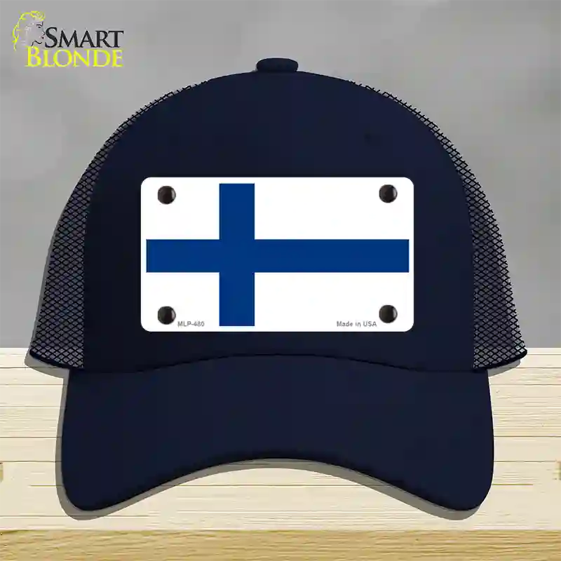 Finland Flag Novelty License Plate Hat Mesh / Navy