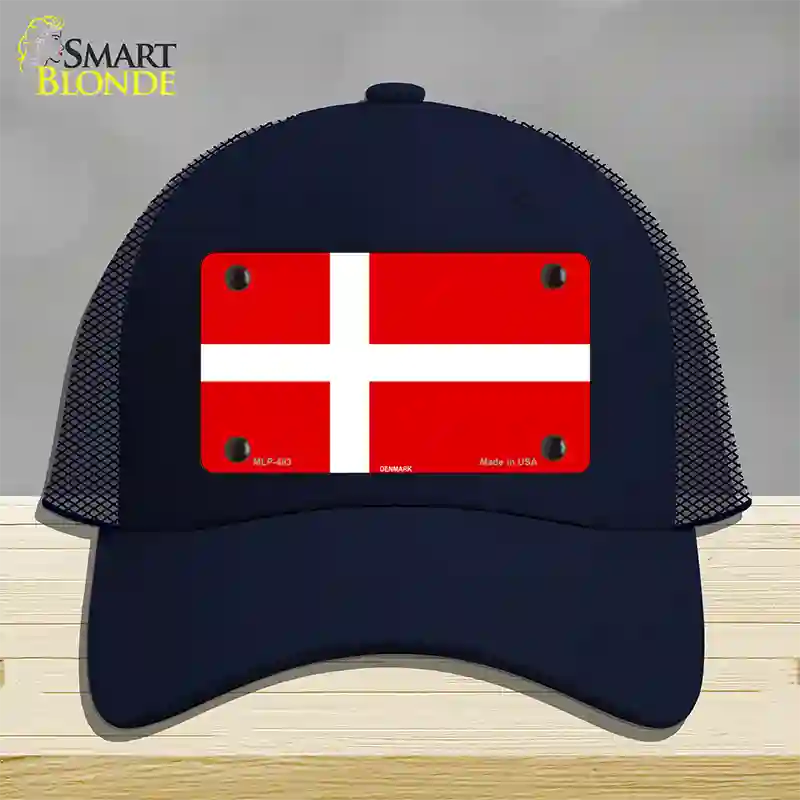 Denmark Flag Novelty License Plate Hat Mesh / Navy