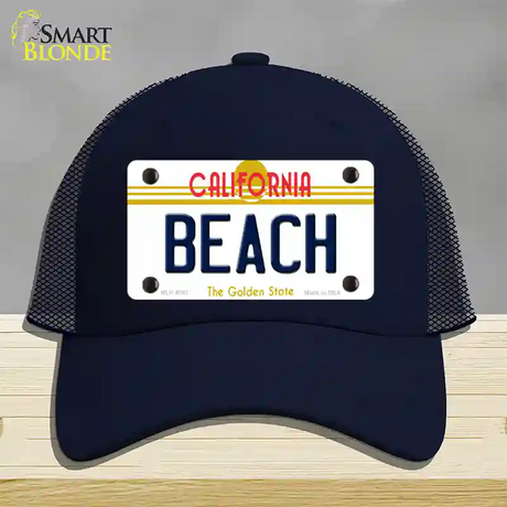 Beach California Novelty License Plate Hat Mesh / Navy