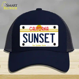 Sunset California Novelty License Plate Hat Mesh / Navy