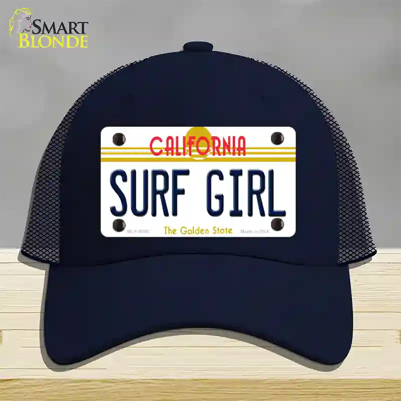 Surf Girl California Novelty License Plate Hat Mesh / Navy