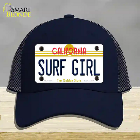 Surf Girl California Novelty License Plate Hat Mesh / Navy